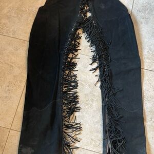 Black Fringe Leather Chaps
